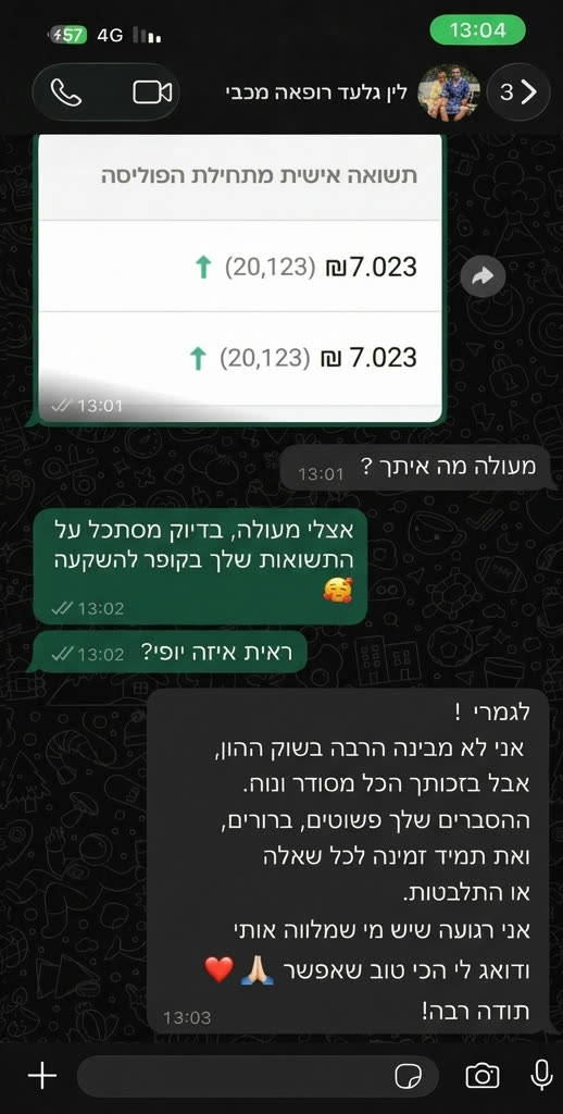 המלצת וואטסאפ של לין גלעד